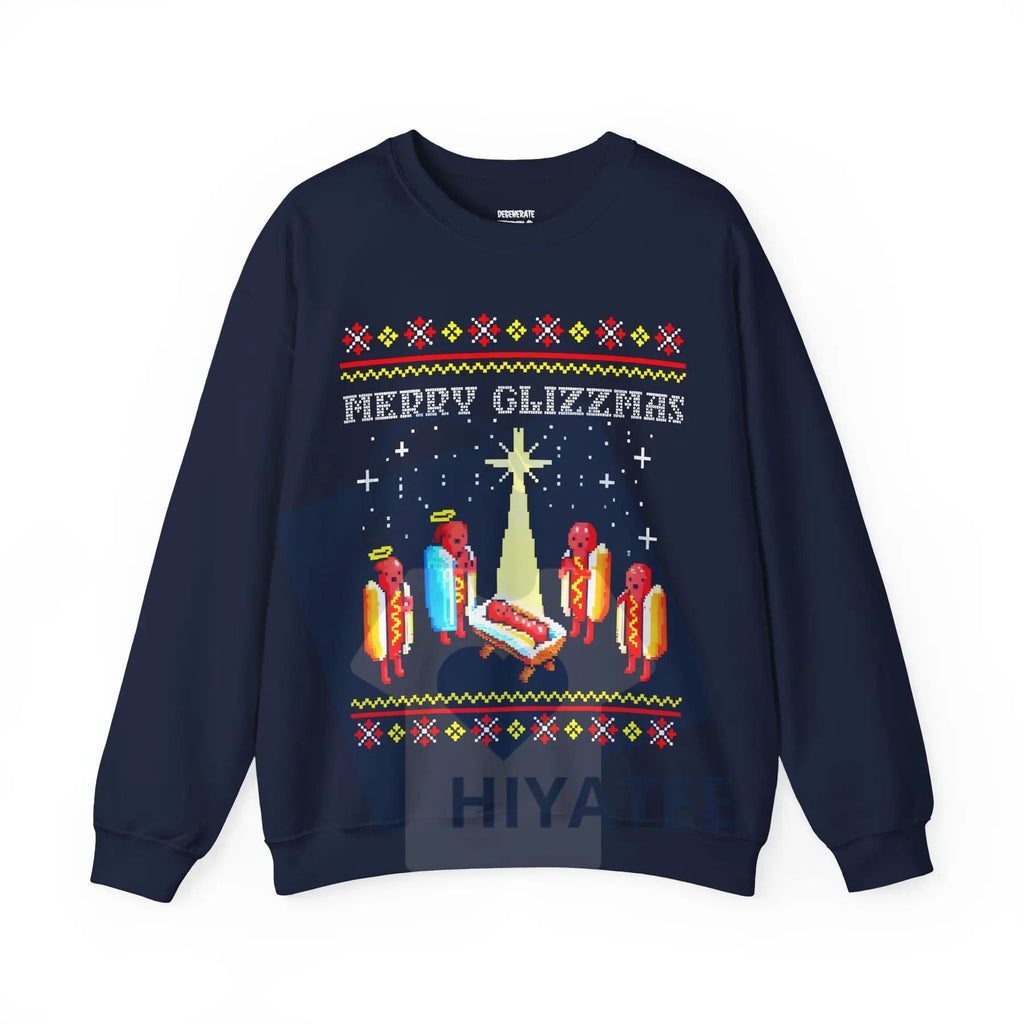 Merry Glizzmas Christmas Sweatshirt: Funny Ugly Christmas Sweater Glizzy Holiday Shirt Gift, Meme Crewneck