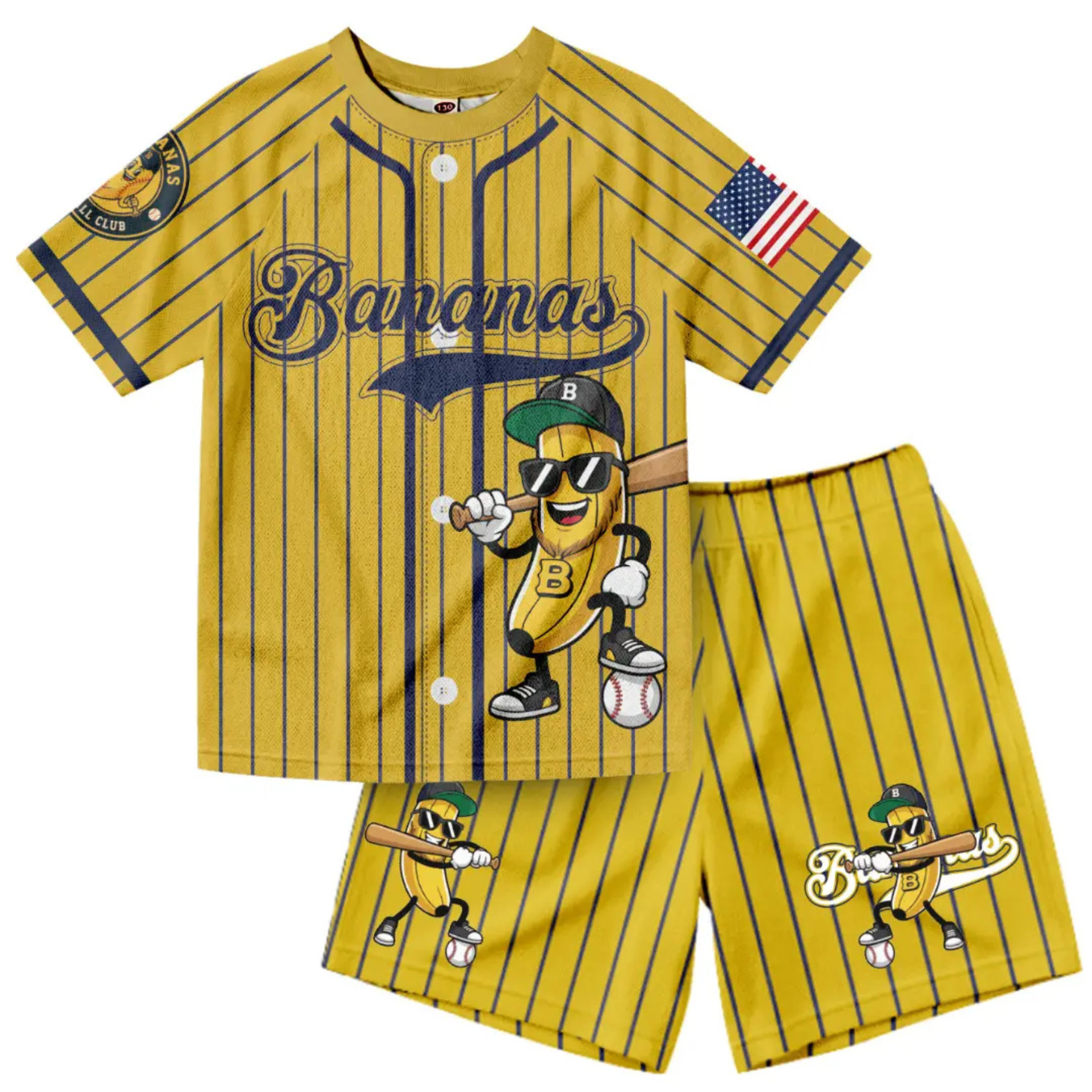 Funny Dabbing Banana USA Flag Baseball Set
