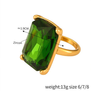 A590 Gold Green Zirconium Ring