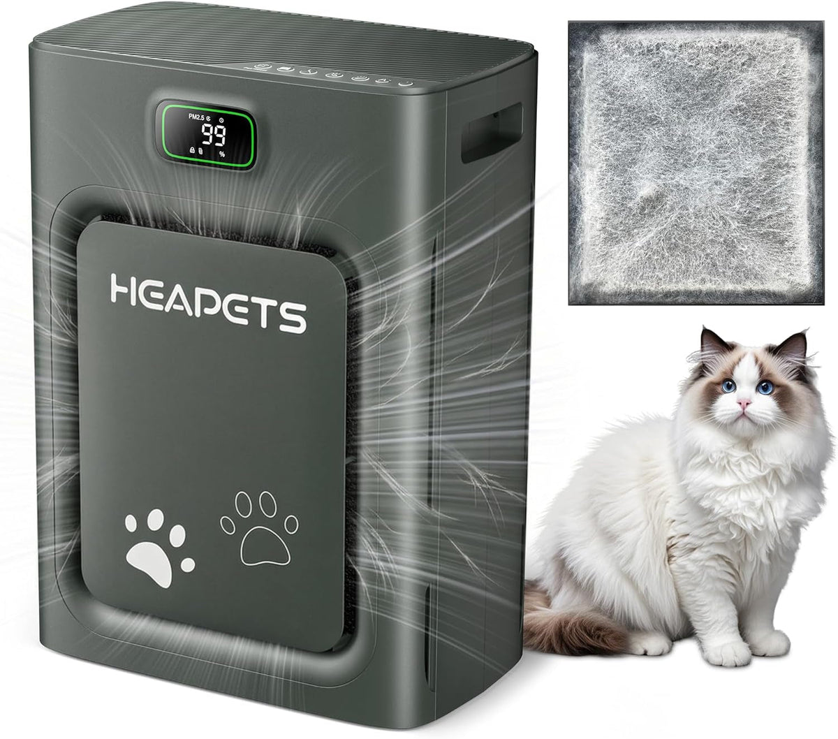 Pet Air Purifier with HEPA Filter Odor Control for Dogs & Cats