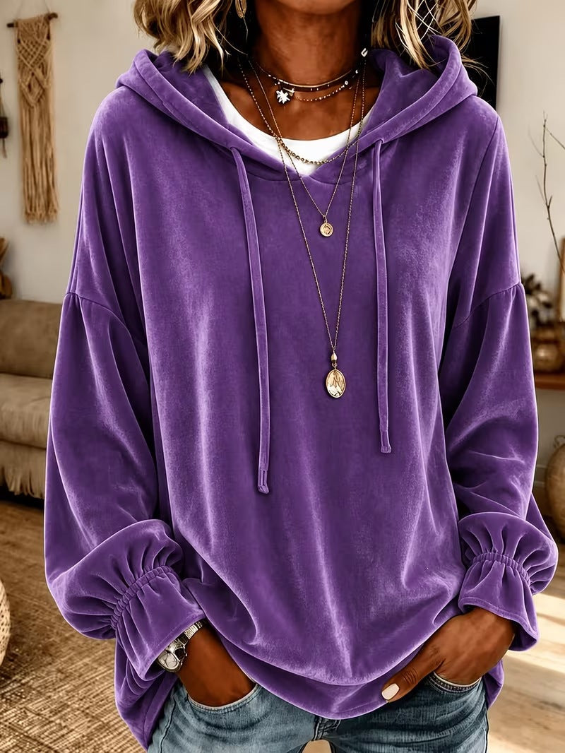2026 European And American Women's Clothing Amazon Independent Station Hooded Sweater For Autumn And Winter Loose Drawstring Velvet Women's Clothing