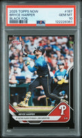Graded 2025 Topps Now Bryce Harper #187 Black Foil /10 Baseball Card PSA 10 Gem Mint