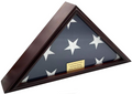 5x9 Burial/Funeral/Veteran Flag Elegant Display Case, Solid Wood with engraving PLATE