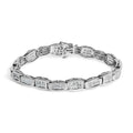 14K White Gold 2-1/2 Cttw Round-Brilliant & Baguette Cut Diamond 7" Alternating Flared Links Tennis Bracelet (H-I Color, SI1-SI2 Clarity)