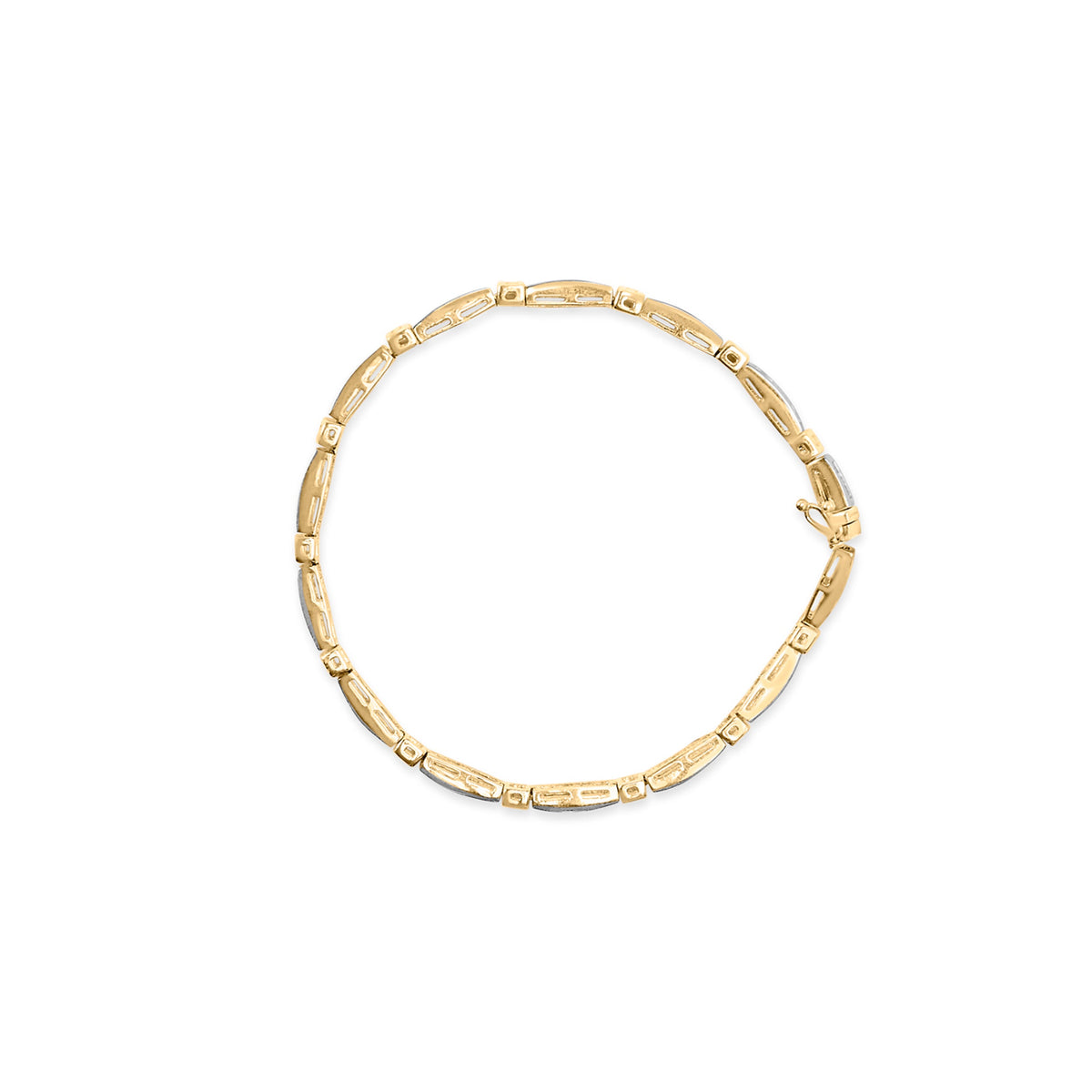 14K Yellow Gold 1.00 Cttw Baguette Diamond Channel Link Bracelet