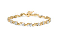 10k Yellow Gold 1.00 Cttw Round-Cut Diamond Floral S-Link 7.50" Bracelet (I-J Color, I2-I3 Clarity)