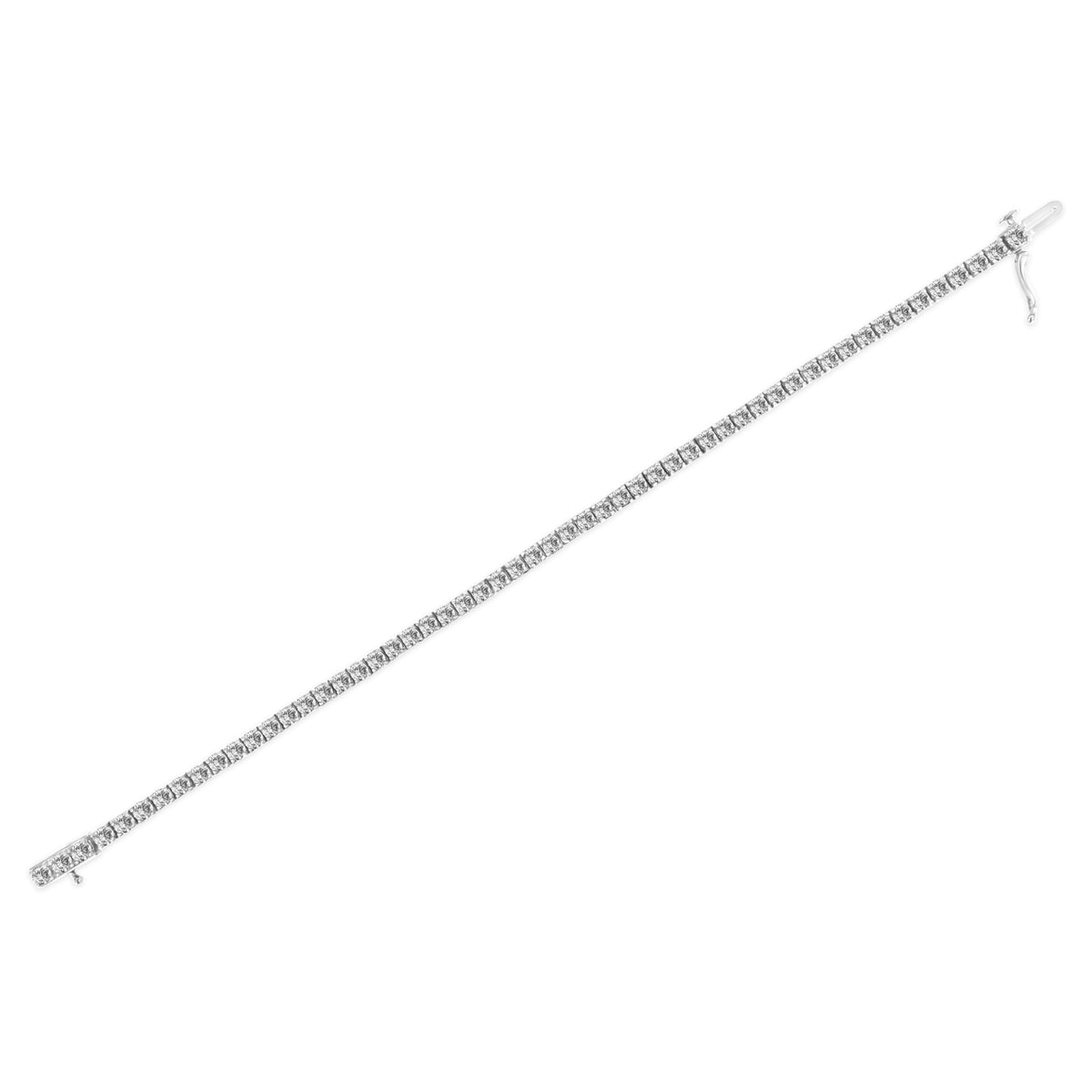 14K White Gold 2.00 Cttw Lab-Grown Round Diamond Four-Prong Tennis Bracelet