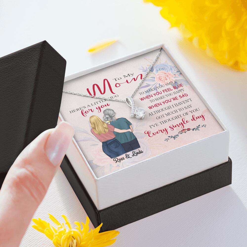 Personalized Message Card Alluring Beauty Necklace Jewelry - Best Gift For Mother's Day - Here's A Little Hug For You IWJMRF