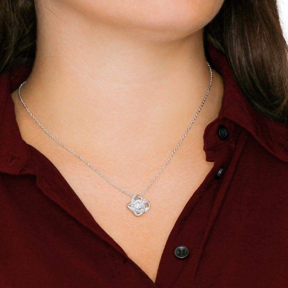 Personalized Message Card Love Knot Necklace Jewelry - Best Gift For Mother's Day - To My Bonus Mom
