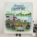 Personalized Camping Fleece Blanket - 3 Adults With 2 Kids & 2 Dogs - Gift Idea For The Whole Family - Life Is Better Around The Campfire