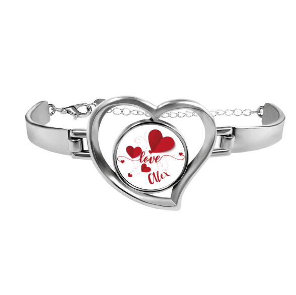 Personalized Heart Bracelet – Custom Name Love Bangle