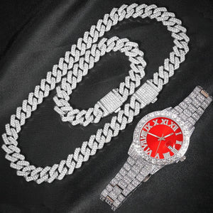 Silver Watch With A Red Dial