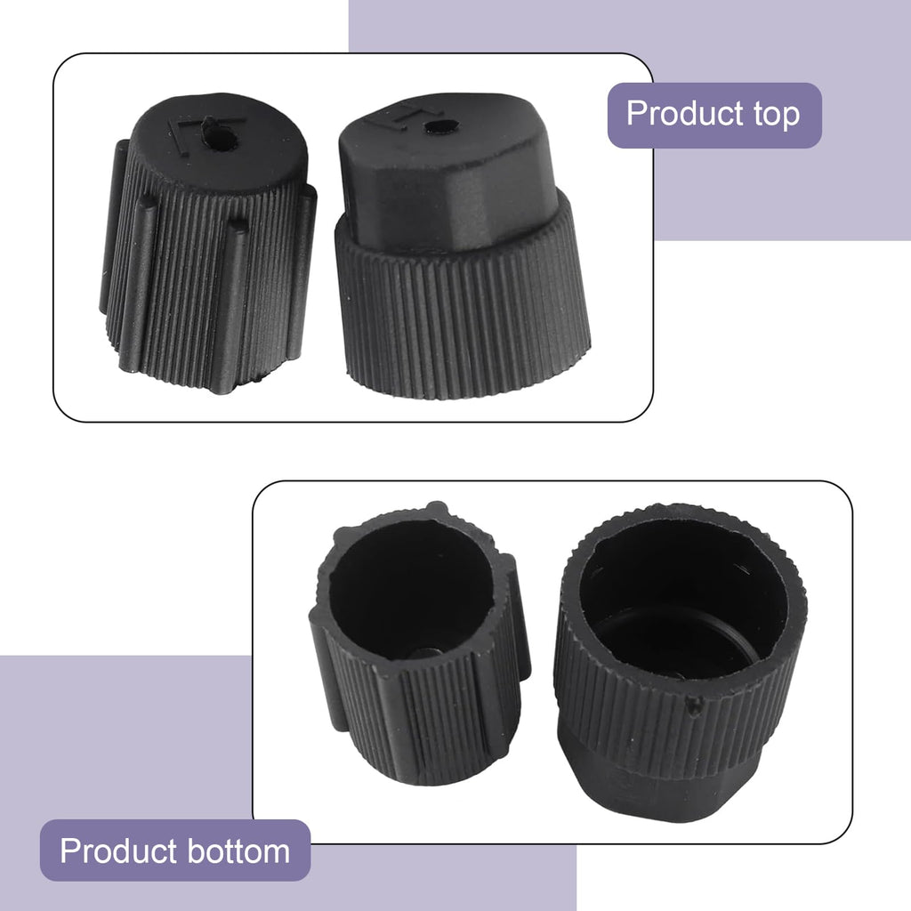 lekudo Car A/C Service Port Cap Kit 10pcs 0.5" Low & 0.6" High Pressure Black