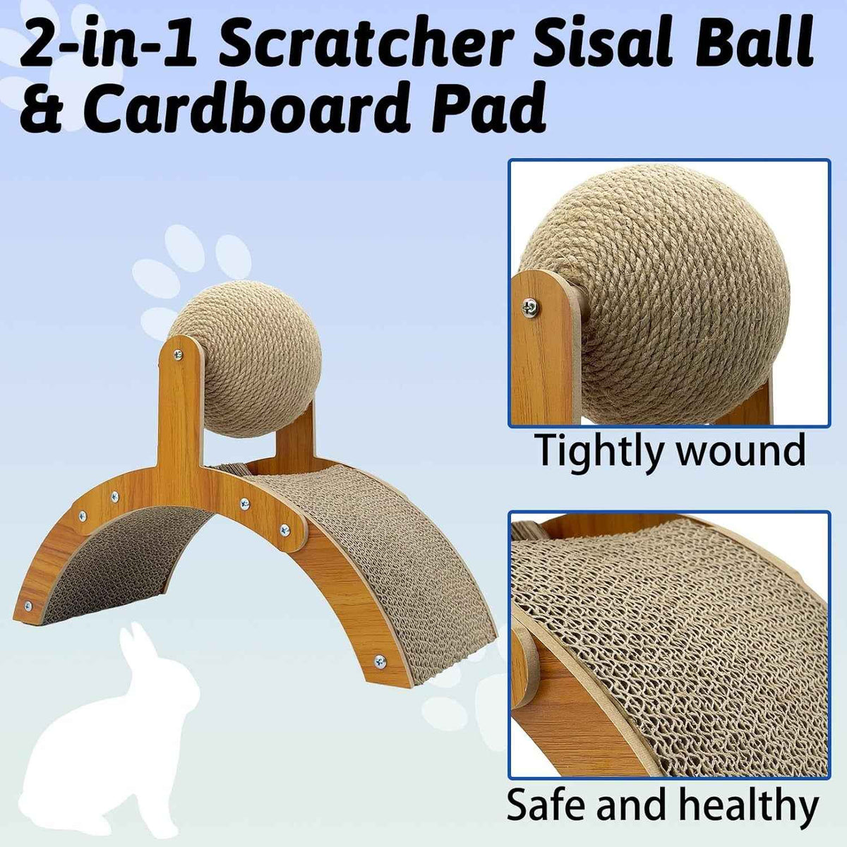 Rabbit Scratching Toy Sisal Ball & Cardboard Scratcher