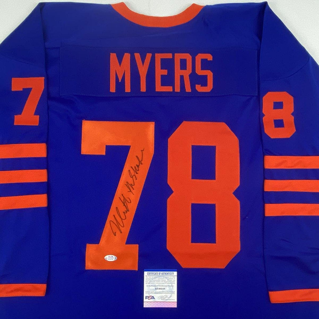 Autographed/Signed Nick Castle Michael Myers Halloween Blue Movie Jersey PSA/DNA COA