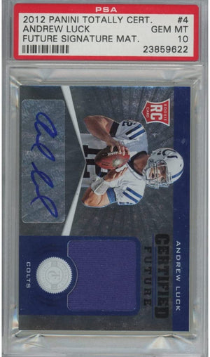 Graded 2012 Panini Totally Certified Andrew Luck #4#/175 Future Signature Materials Rookie RC Auto Football Card PSA 10 Gem Mint