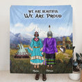 Personalized Native American Quilt/Fleece Blanket - Gift Idea For Daughter To Mom - Native American Mother Up to 2 Daughters - We Are Beautiful , We Are Proud