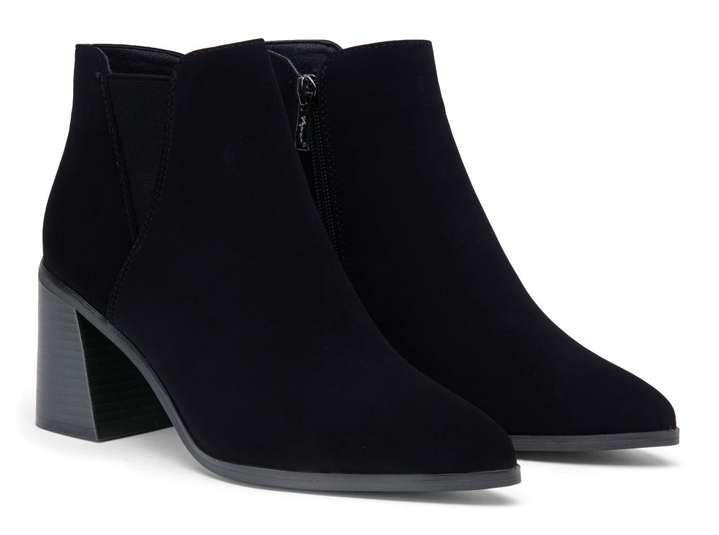 Vepose Women's Ankle Booties Pointed Toe Block Heel Blacknubuck Size 10