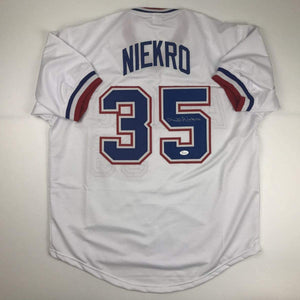 Autographed/Signed Phil Niekro Atlanta White Baseball Jersey JSA COA Holo Only