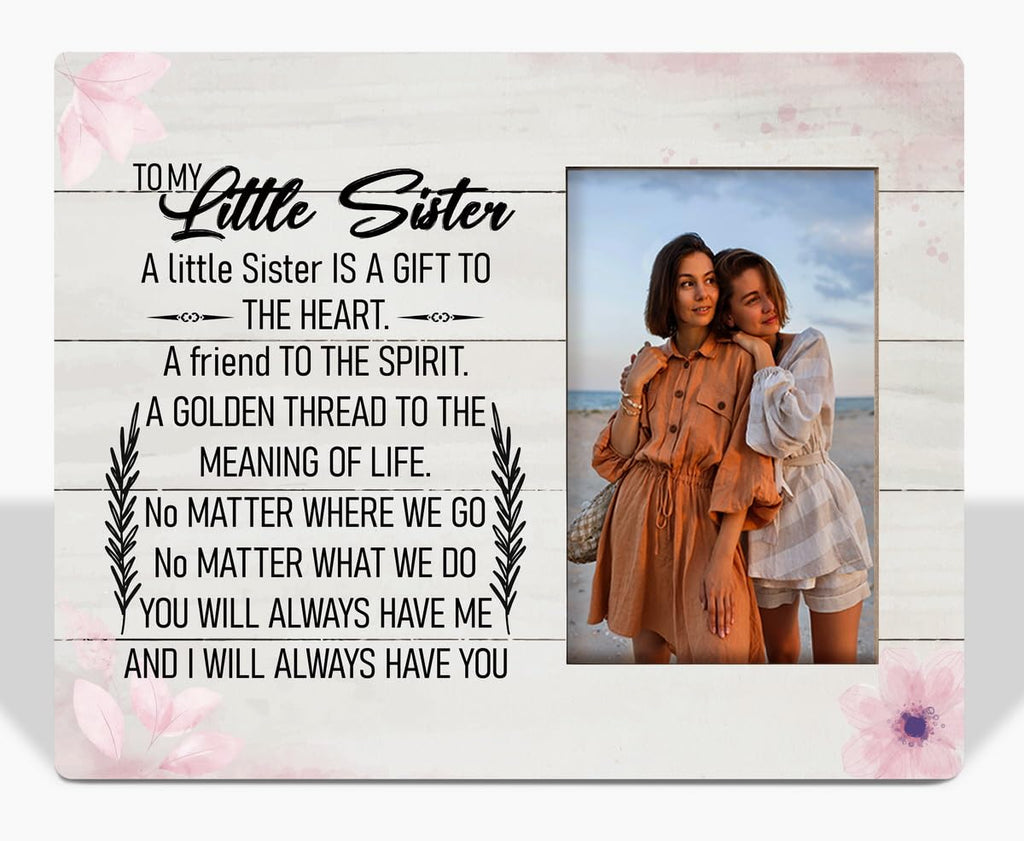 HALUOSI Little Sister Tabletop Picture Frame Plaque 10x8 White Rustic