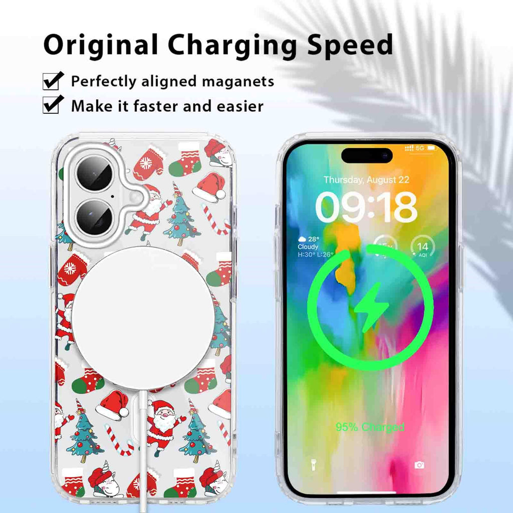 iPhone 16 Clear MagSafe Cases, 2-Pack, Christmas Prints