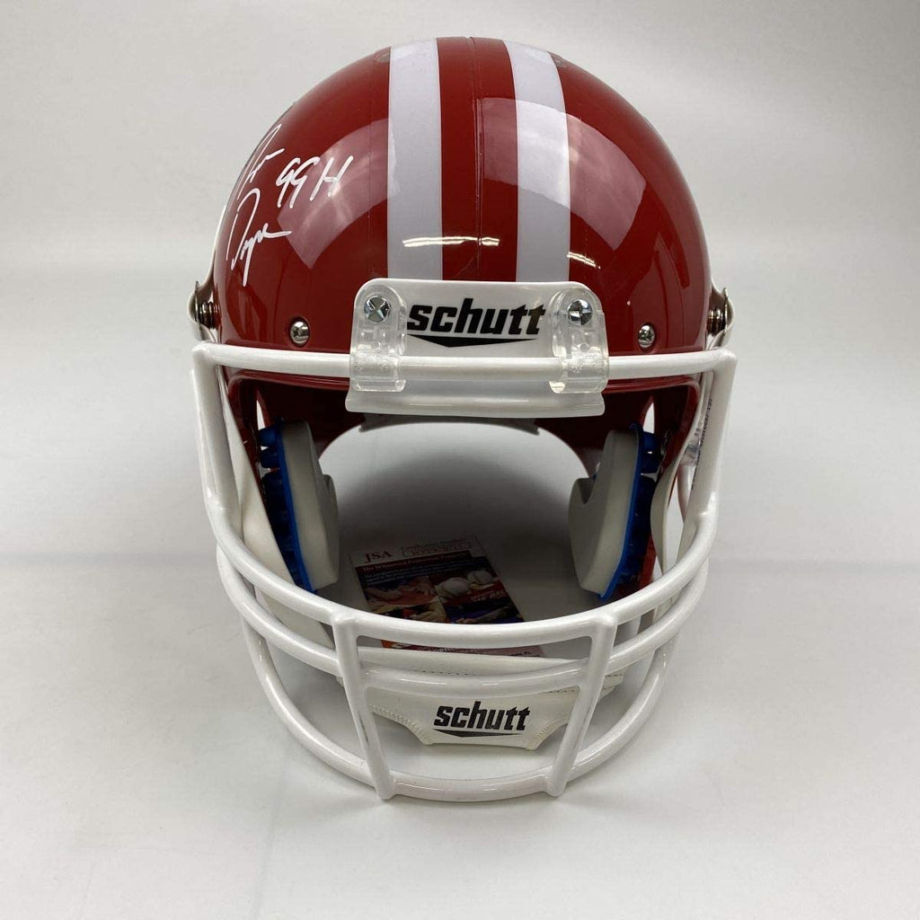 Autographed/Signed Ron Dayne 99 H Wisconsin Badgers Full Size FS F/S Replica College Football Helmet JSA COA