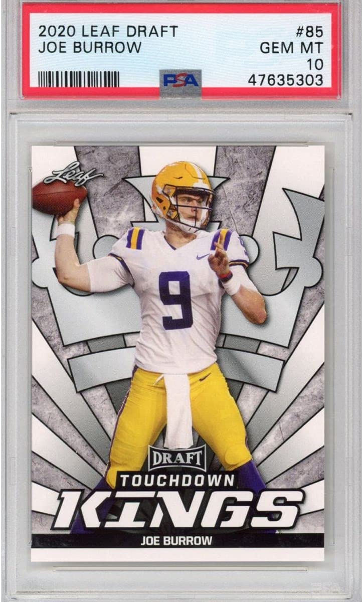 Graded 2020 Leaf Draft Joe Burrow #85 Touchdown Kings Rookie RC Football Card PSA 10 Gem Mint