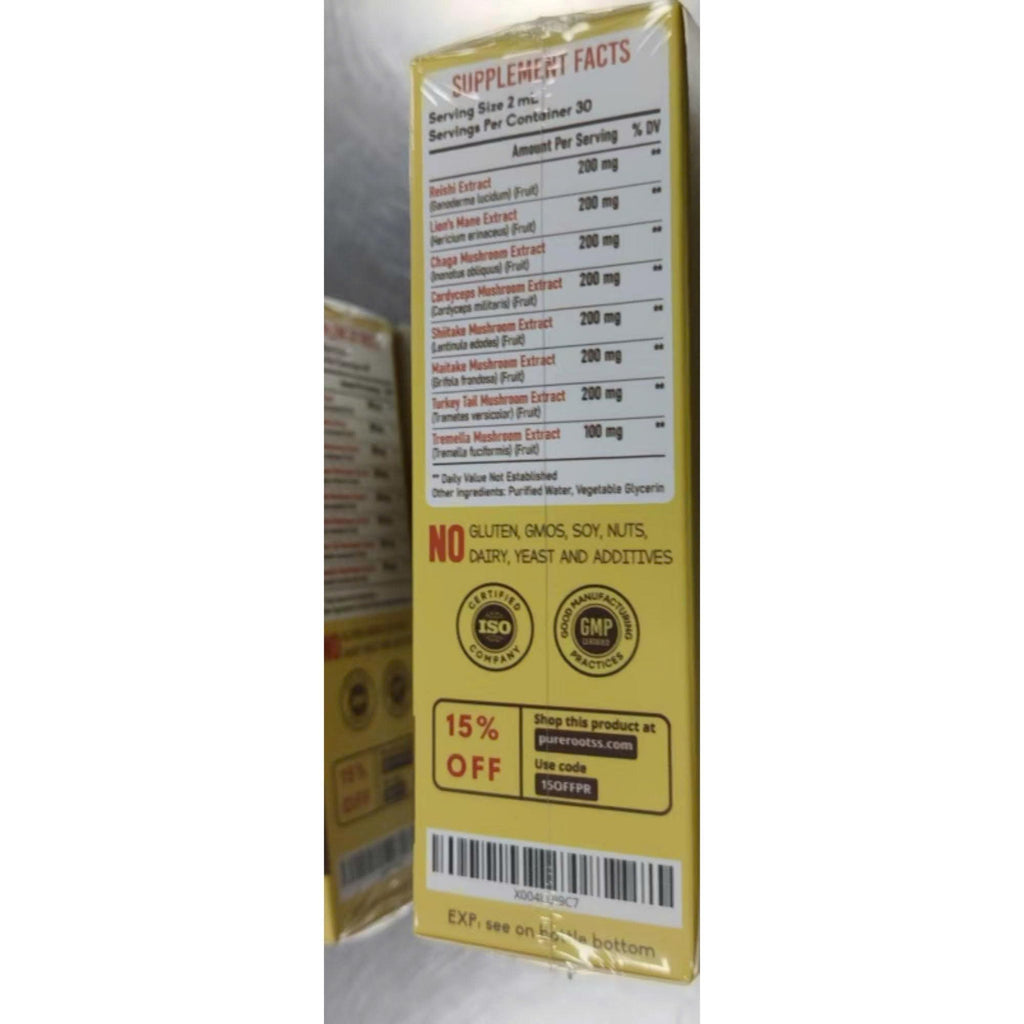 BestBy04/27 PureRootss Mushroom Complex Liquid Drop 1500MG 2 Fl Oz Pack 2