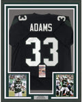Framed Autographed/Signed Jamal Adams 35x39 New York Black Football Jersey JSA COA