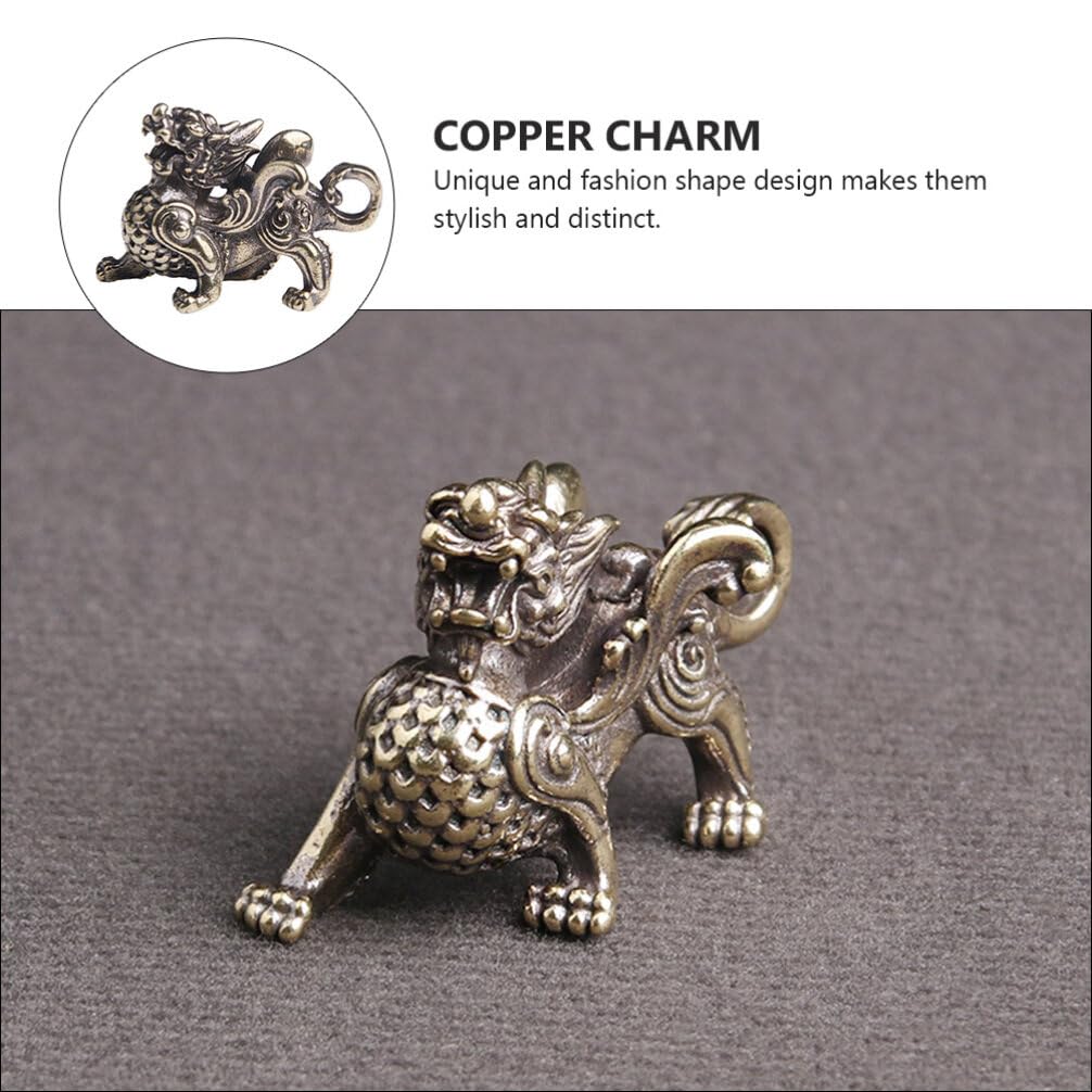 FAVOMOTO Retro Car Keychain Set 4Pcs Golden Brass Feng Shui Dragon Shape