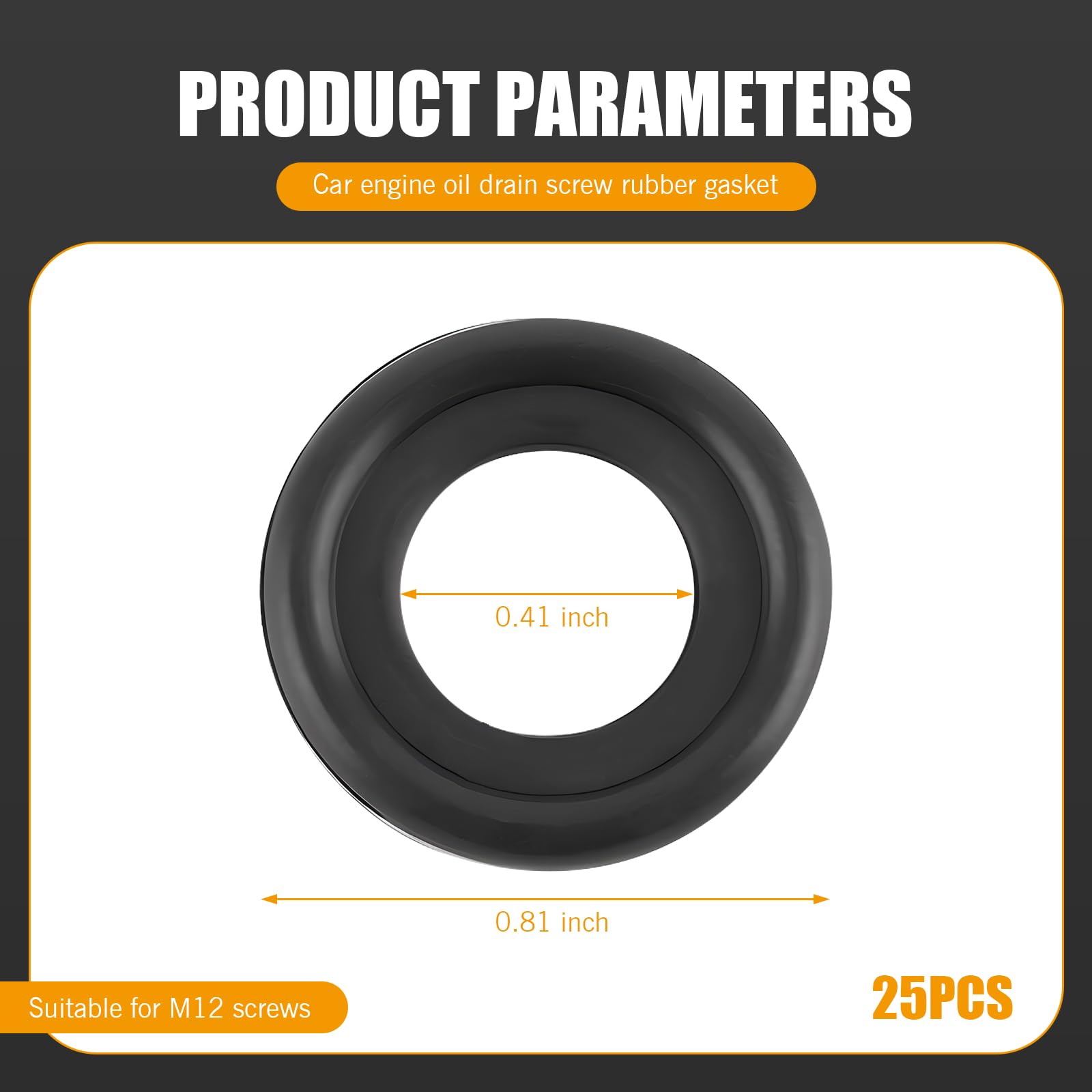 leechio 25 PCS Automotive Oil Drain Plug Gasket M14 Rubber Seal Black
