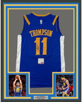 Framed Autographed/Signed Klay Thompson 35x39 Golden State Blue Basketball Jersey PSA/DNA COA