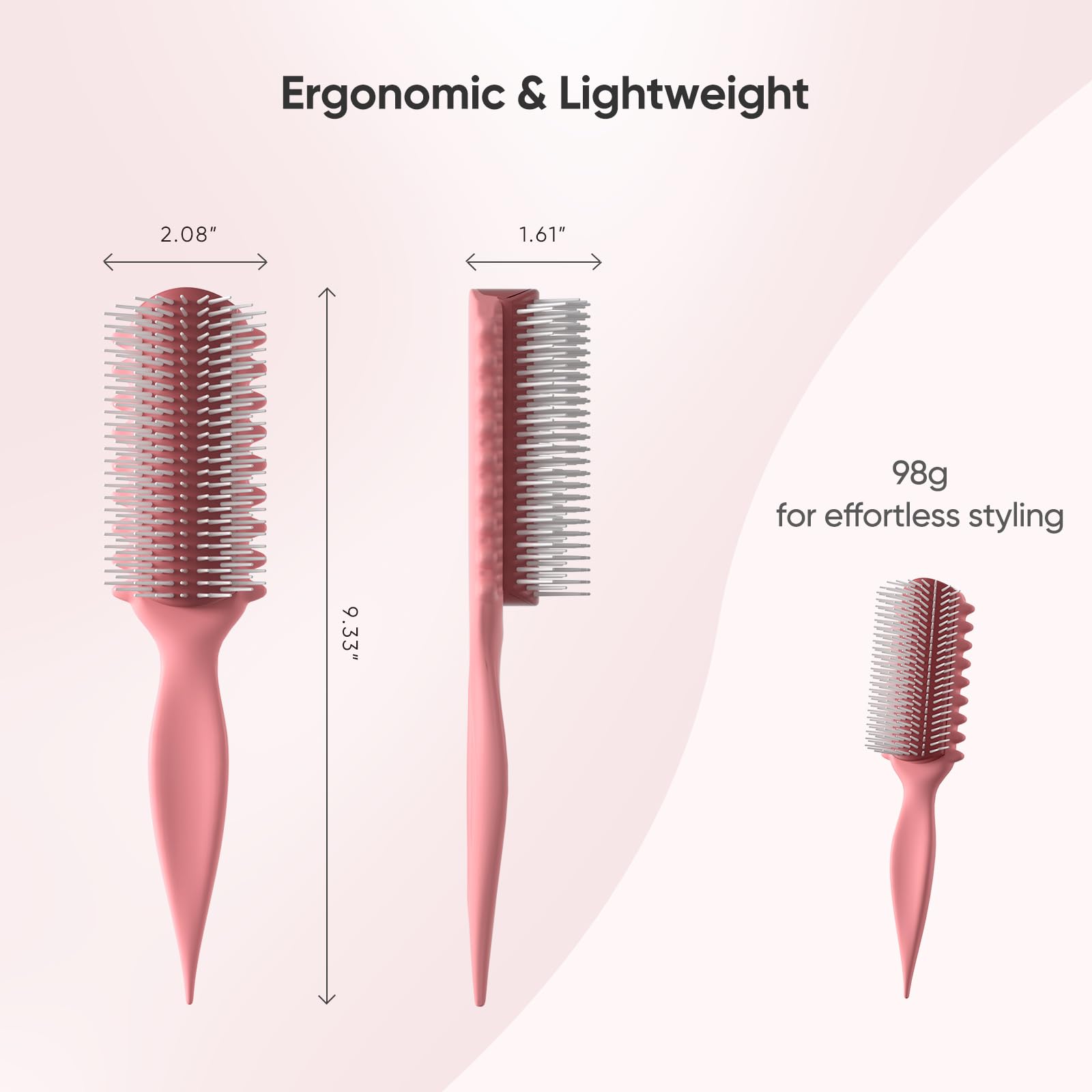 AM 8:00 Curly Hairbrush Curl Defining Voluming Styling Tool Pink