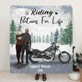 Personalized Couple And Motorcycle Quilt/Fleece Blanket & Pillow Cover - Best Gift For Couple - Riding Partners For Life