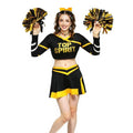 ROC PARTY Women Cheerleader Costume Yellow with Hairpins Pom Poms Size S