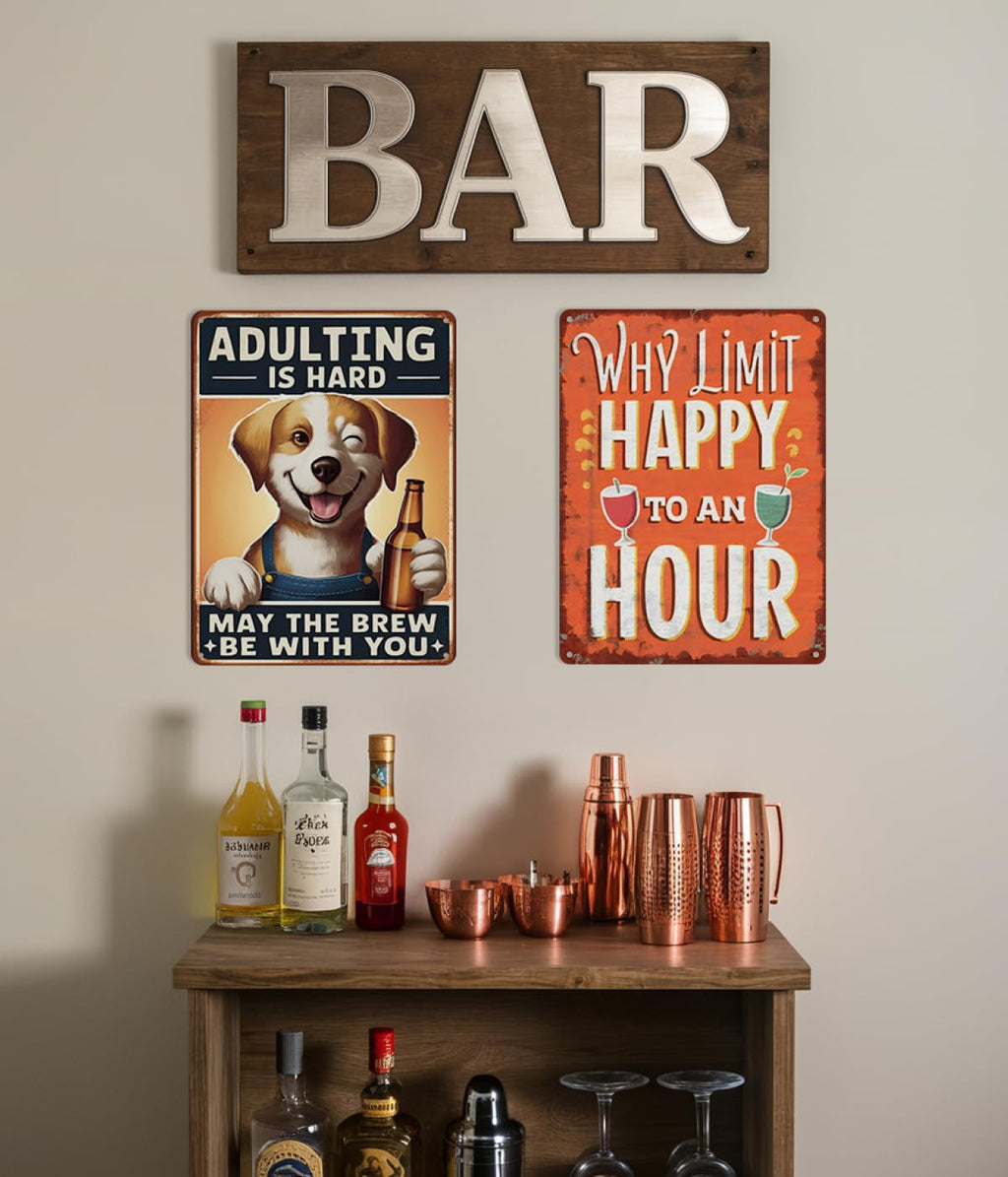 Opix Design Funny Metal Bar Sign Dog Beer Humorous Wall Decor 8.3x11in