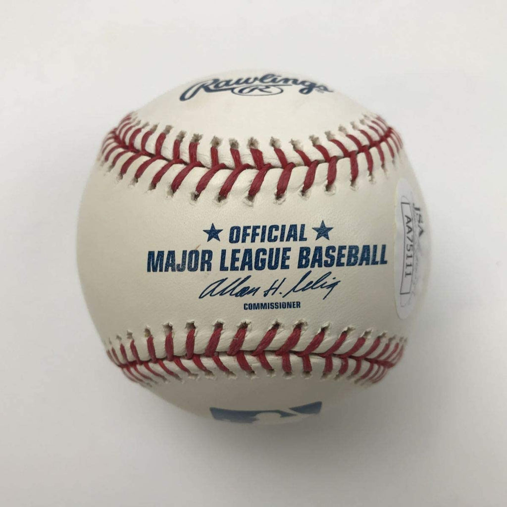 Autographed/Signed Buster Posey Rawlings Official Major League Baseball ROML JSA COA
