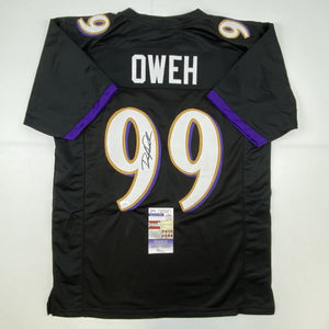 Autographed/Signed Odafe Oweh Baltimore Black Football Jersey JSA COA
