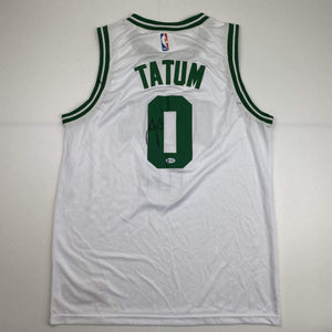 Autographed/Signed Jayson Tatum Boston White Basketball Jersey Beckett BAS COA