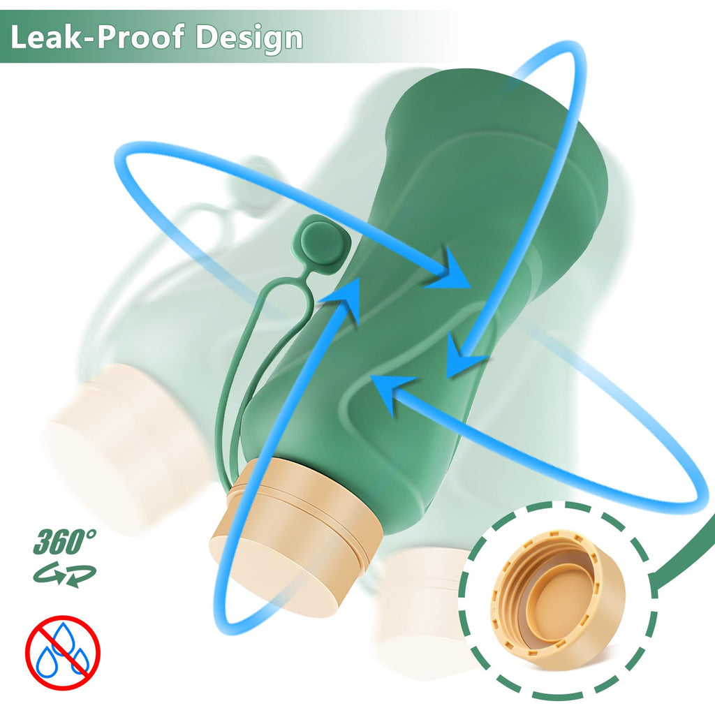 NAVTUE Collapsible Silicone Water Bottle 650ml Leak Proof Reusable Green