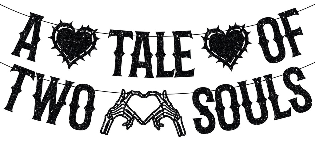 LOVELY BITON A Tale of Two Souls Halloween Wedding Banner Black Paper