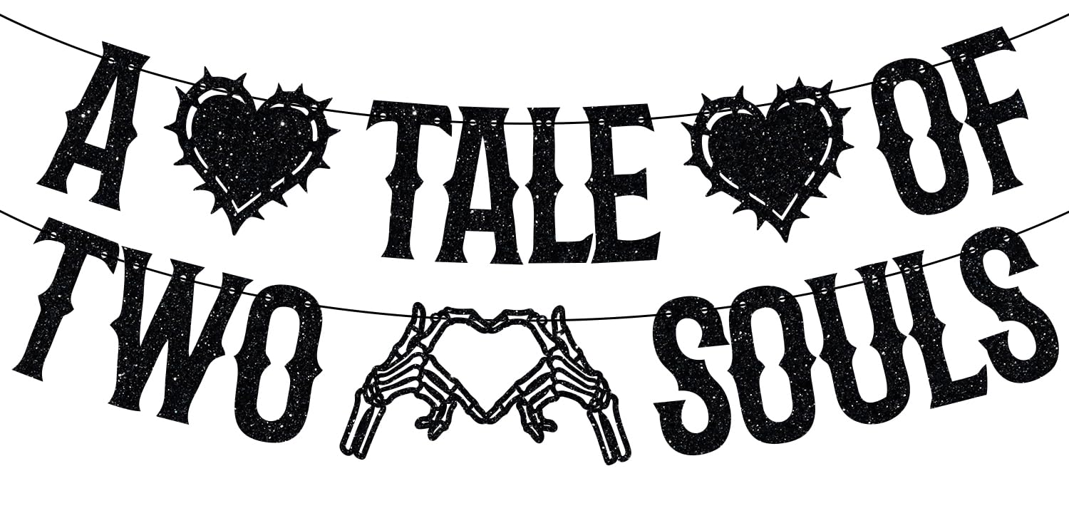 LOVELY BITON A Tale of Two Souls Halloween Wedding Banner Black Paper