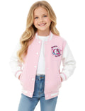 PATPAT Girls Varsity Baseball Jacket Light Pink Unicorn Coat Size 4-5T