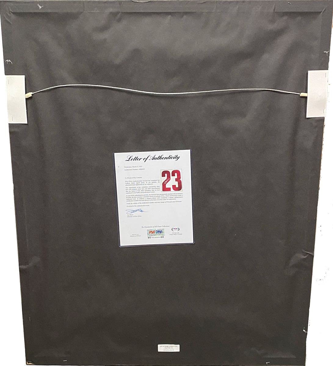 Framed Autographed/Signed LeBron James 35x39 Cleveland Cavaliers White Basketball Jersey PSA/DNA COA/LOA