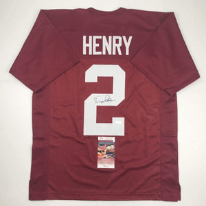 Autographed/Signed Derrick Henry Alabama Red College Football Jersey JSA COA