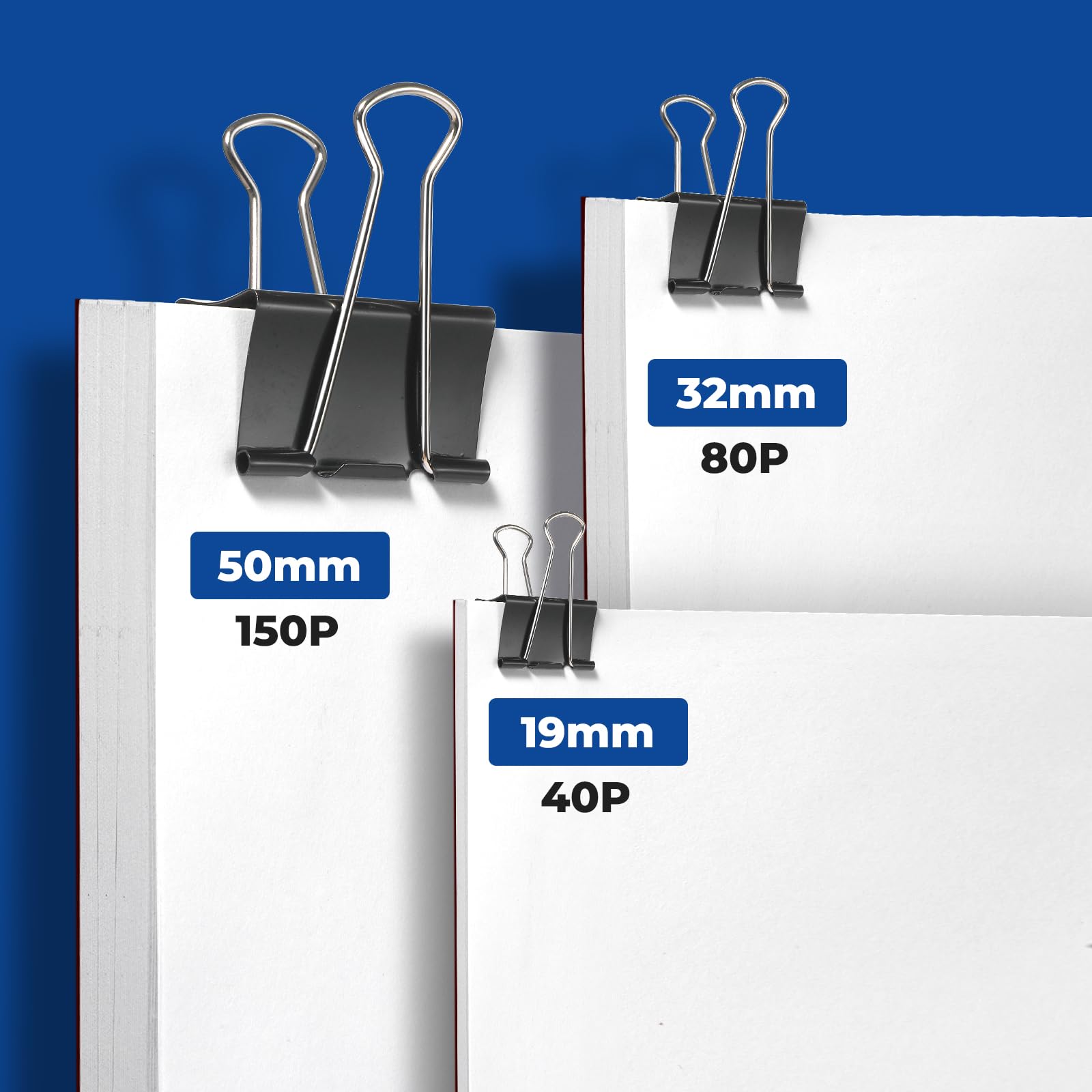 Eclirgan Large 1.9-Inch Heavy-Duty Black Binder Clips 48-Pack