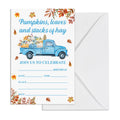 YGRBXJZD Fall Pumpkin Birthday Invitations Blue Truck 4x6 20 Sets Colorful
