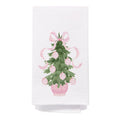 SPBL&L Chinoiserie Christmas Kitchen Towels Pink Bow Tree 16x24 Inch Set of 2