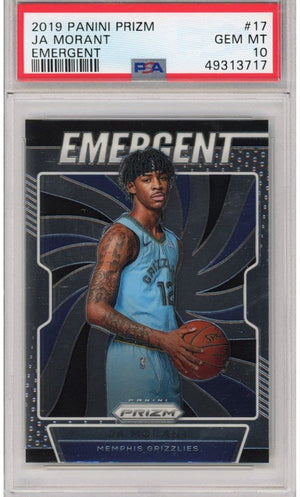 Graded 2019-20 Panini Prizm Ja Morant #17 Emergent Rookie RC Basketball Card PSA 10 Gem Mint