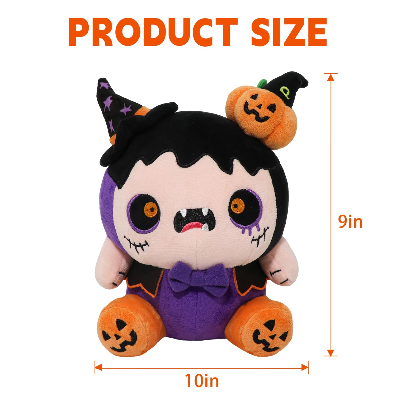 CAIYUEGG Halloween Monster Plush Purple Demon Witch Pumpkin 10 inch